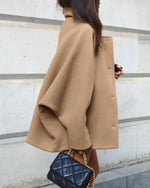 Brown Batwing Sleeve Woolen Coat