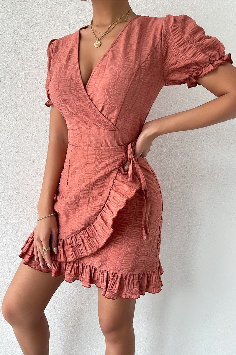 Dusty Pink Waist-Tie Mini Dress