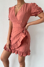 Dusty Pink Waist-Tie Mini Dress