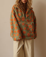 Sweet Floral Faux Sherpa Kangaroo Pocket Sweatshirt