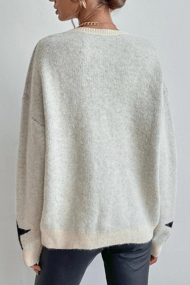 Star Print Pullover Knit Sweater