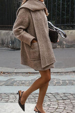 Khaki Striped Scarf Tweed Coat