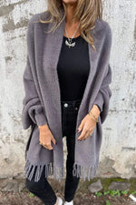Soft Solid Knitted Tassel Shawl