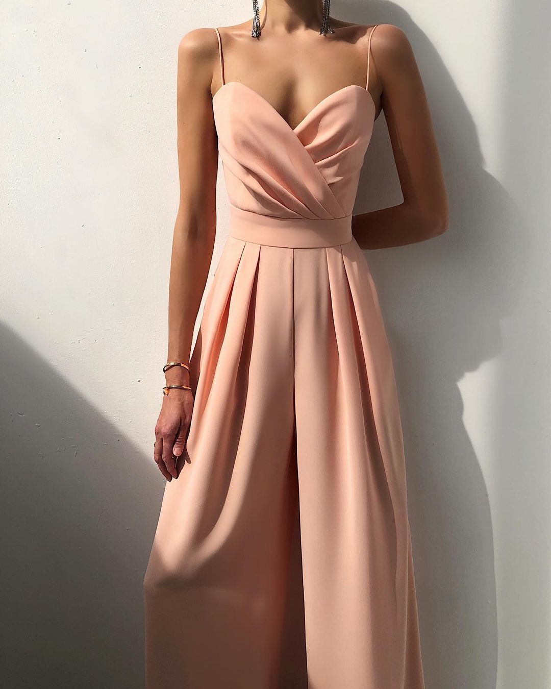 Spaghetti Strap Solid High Waist Jumpsuit