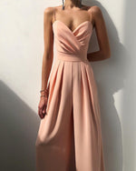 Spaghetti Strap Solid High Waist Jumpsuit