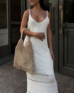 Crochet Knit Midi Sleeveless Midi Dress
