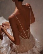 Beige Tasseled Slip Mini Dress