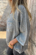 Three-Quarter Sleeves Linen T-shirt