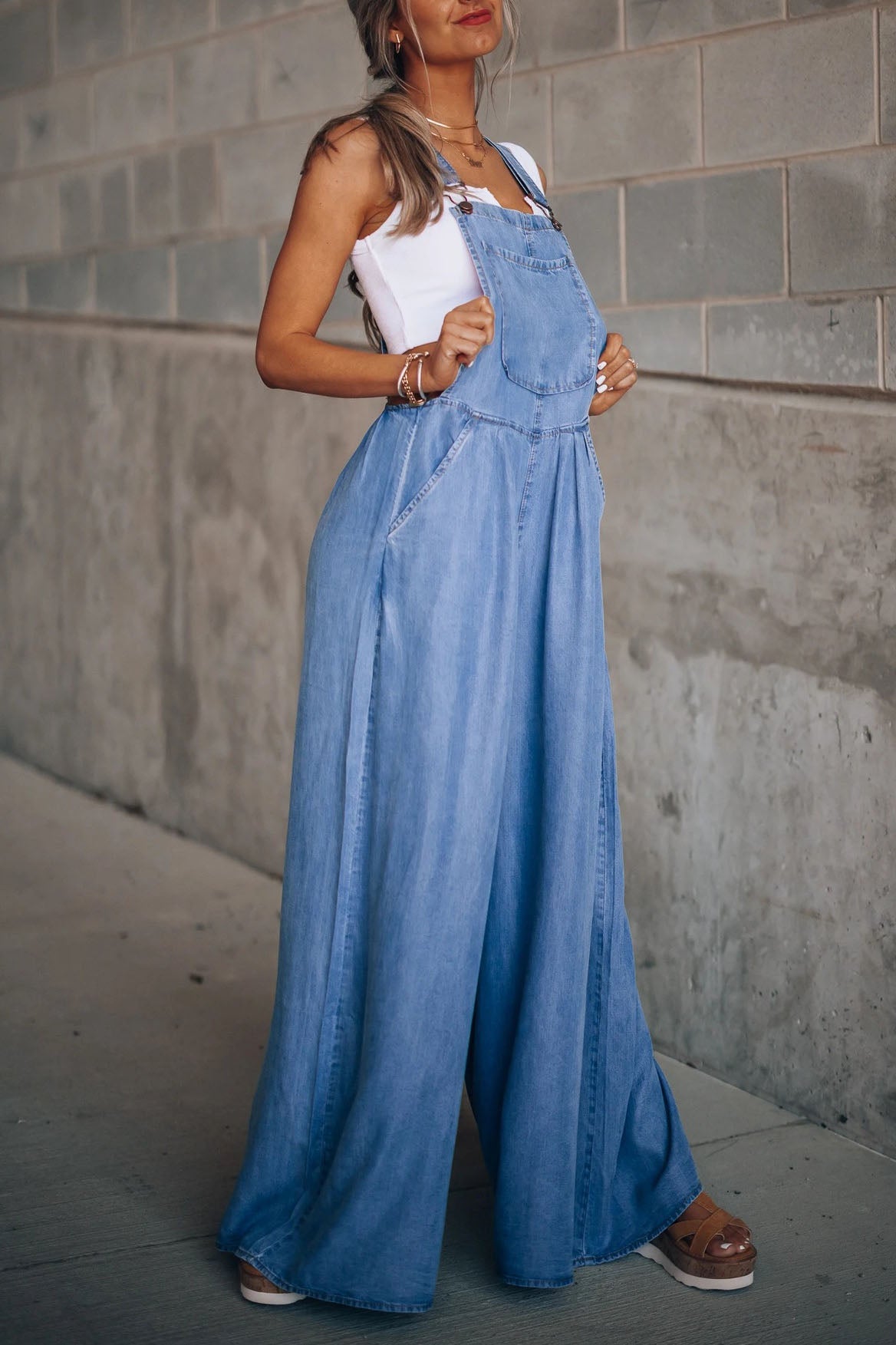 Casual Denim Wide leg Jumpsuits