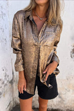 Chic Metallic Button Down Shirt