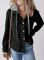 Corduroy Button Down Hooded Jacket