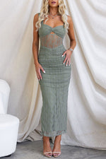 Mesh Insert Bodycon Midi Dress