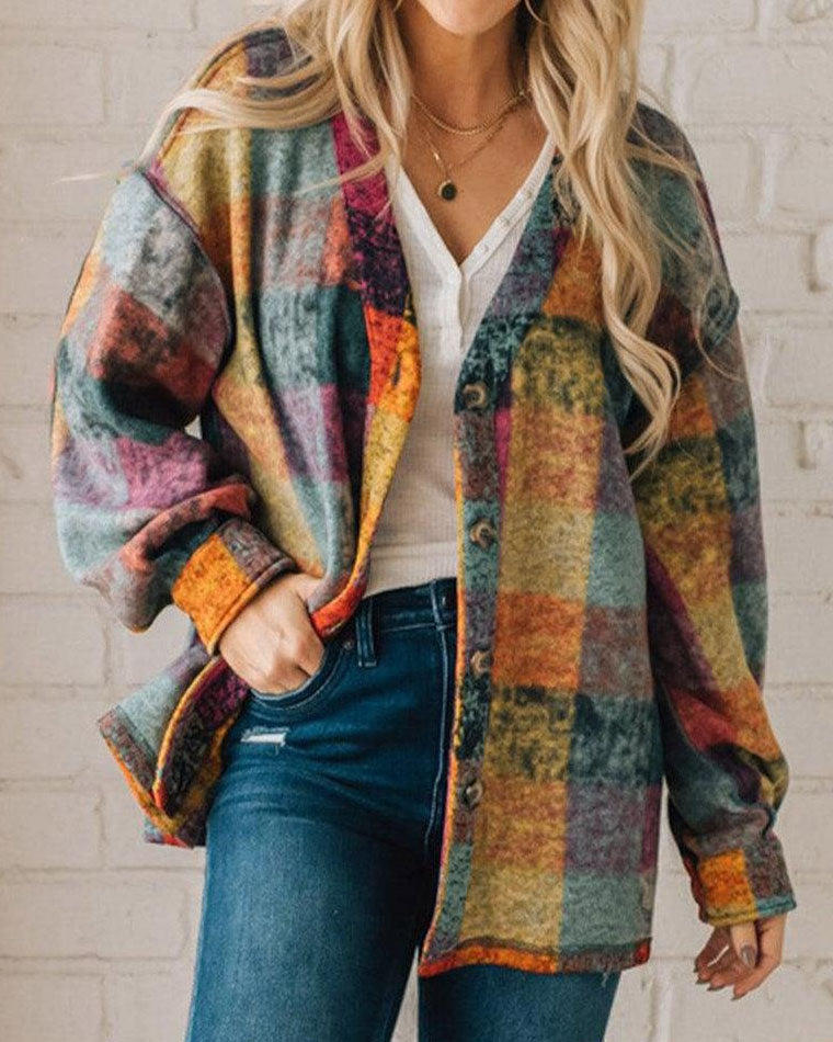 Multicolor Plaid Print Jacket
