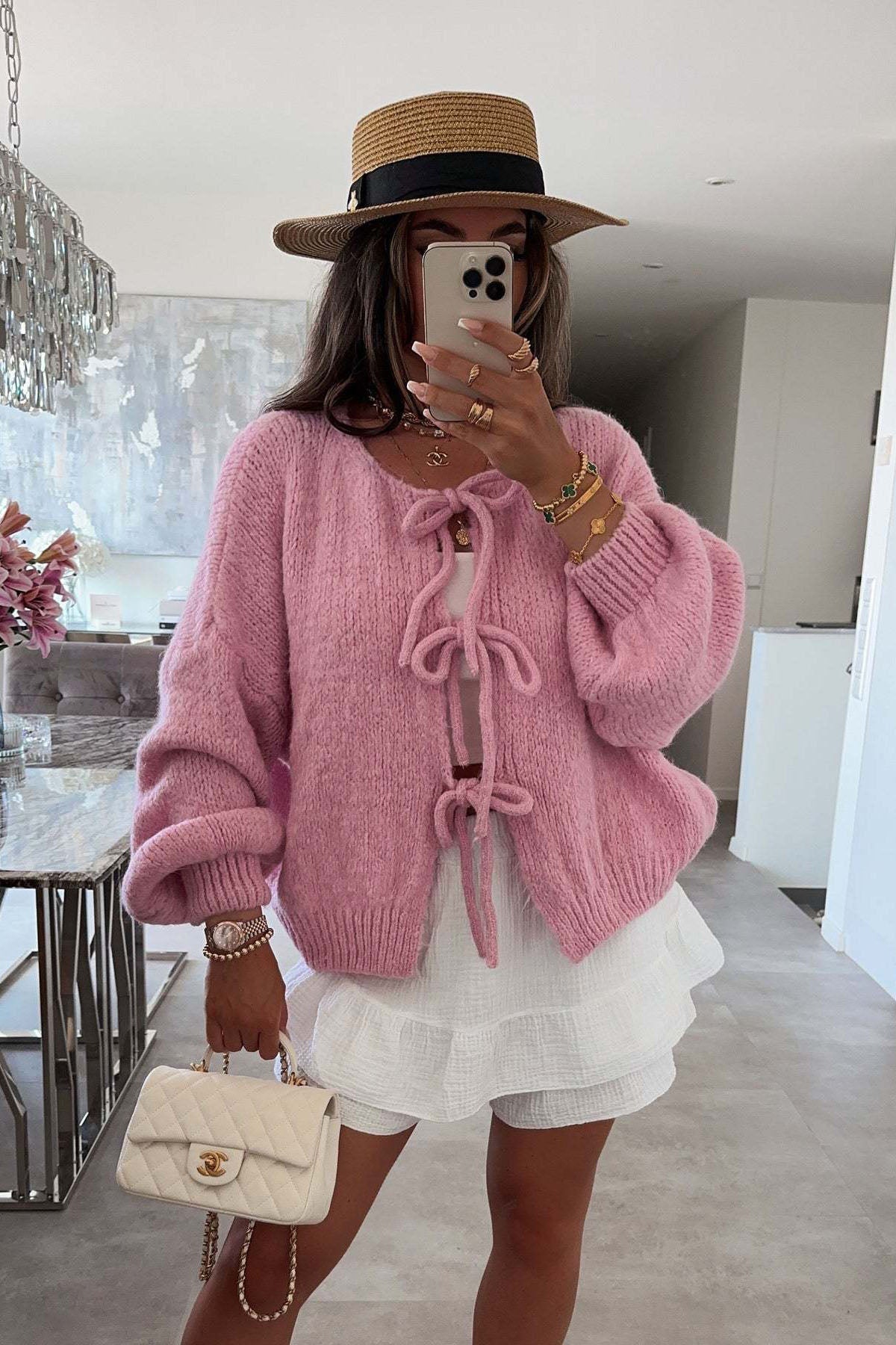 Cute Front Bow-tie Knit Cardigan