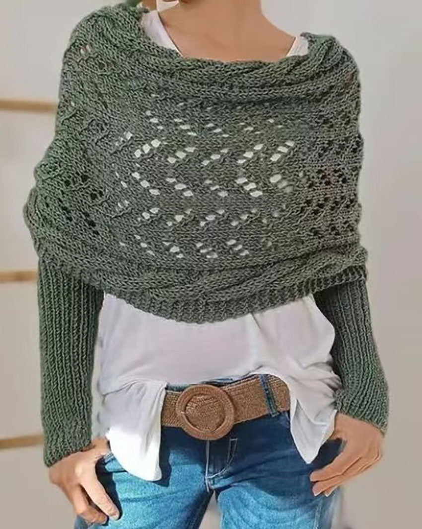 Hollow Knitted Shawl Sweater