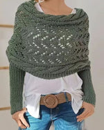 Hollow Knitted Shawl Sweater
