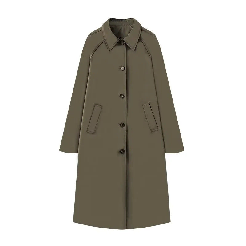 Chic Plaid lined Single-Breasted Longline trench coat