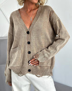 Distressed Front Button Down Cardigan