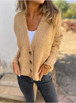 Casual Front Button Placket Knit Cardigan