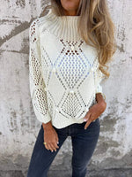Sweet Crochet Knit Crew Neck Sweater