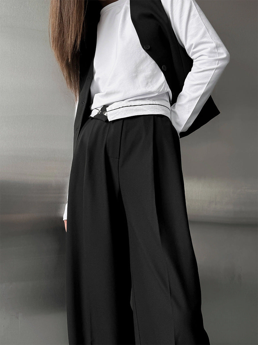 Grey Loose Wide-Leg Pants