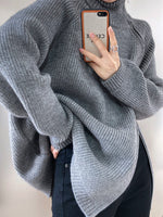 Turtleneck Size Zippered Knit Sweater