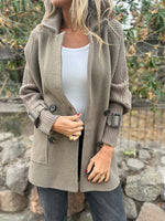 Casual Cable-Knit Sleeves Cardigan Knitted Jacket