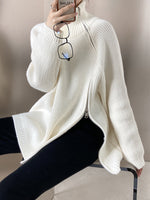 Turtleneck Size Zippered Knit Sweater
