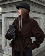 Vintage Suede Long-Sleeved Nubuck Coat Jacket