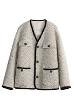 Heather Beige Long Sleeve Tweed Coat