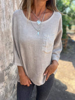 Three-Quarter Sleeves Linen T-shirt