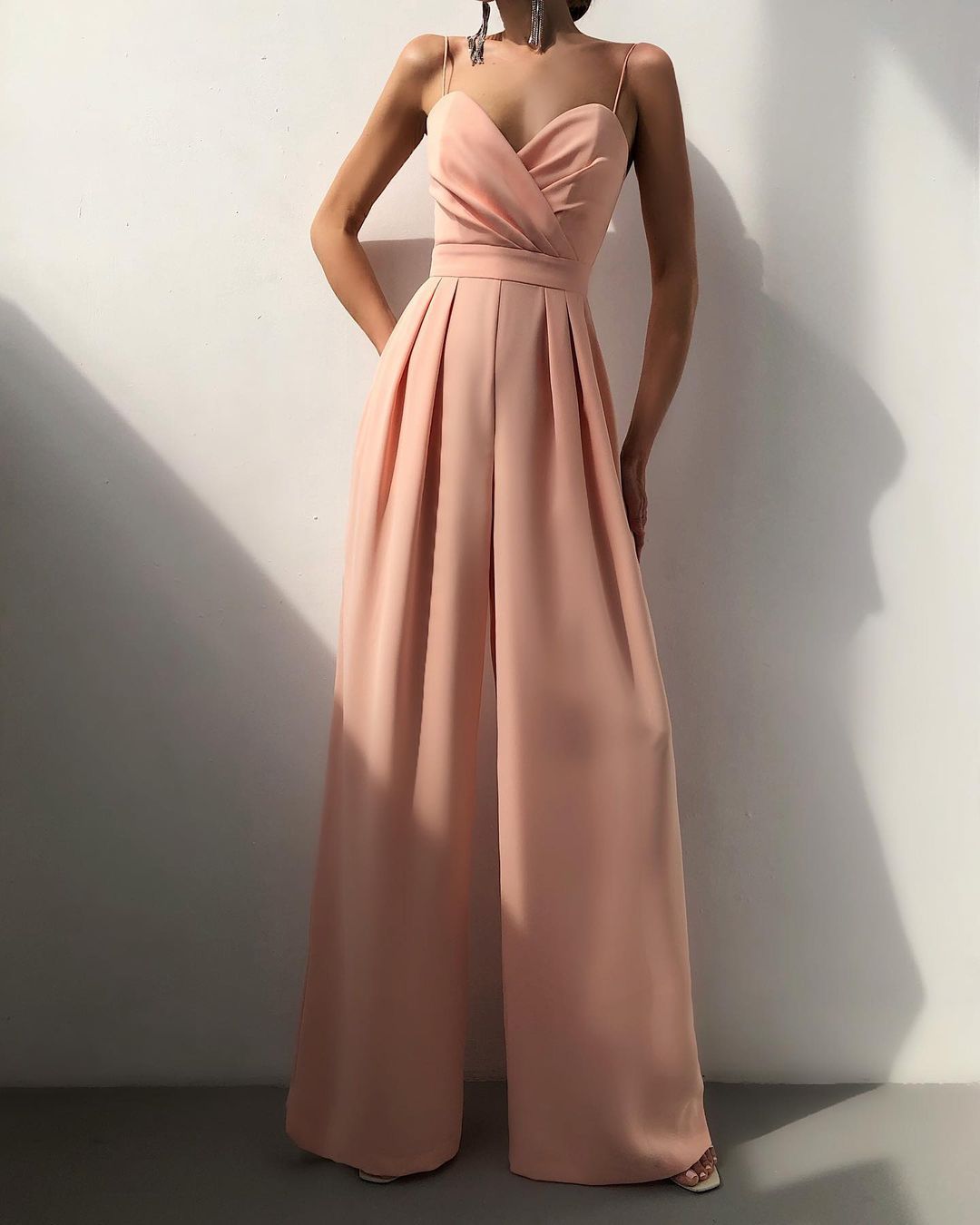 Spaghetti Strap Solid High Waist Jumpsuit