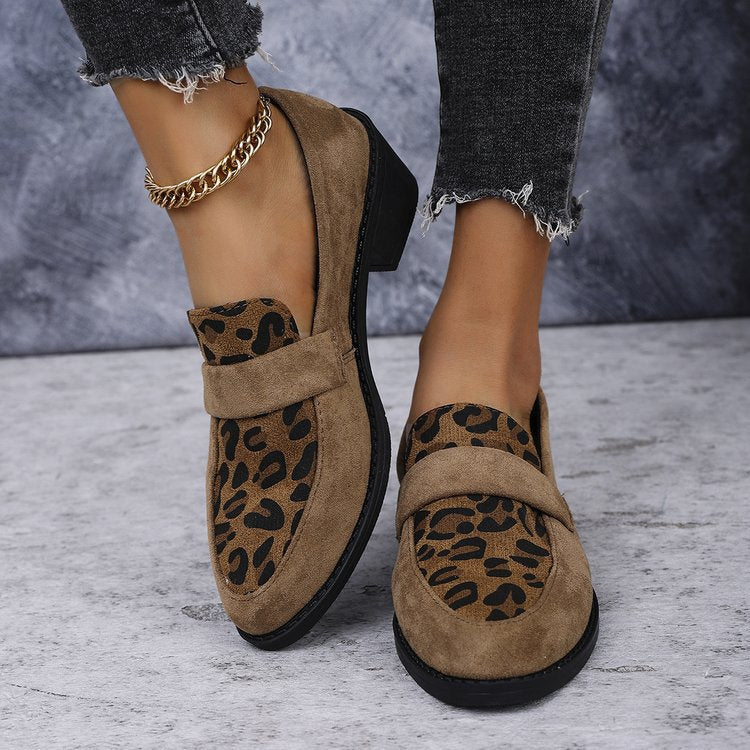 Leopard Print Pointed Toe Loafers