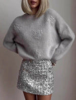 Cloud Touch Embroidered Floral Knit Sweater