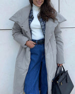 Large Lapel Tie Belted Long Cotton-Pad coat