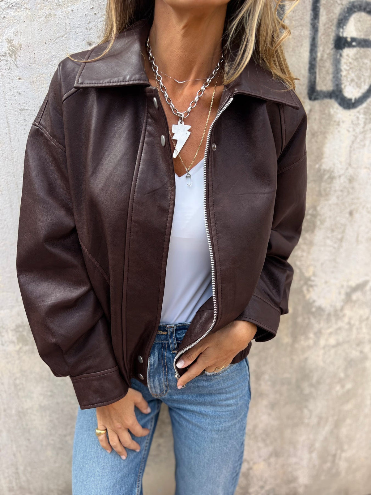 Retro Faux Leather Motorcycle Bomber Jacket