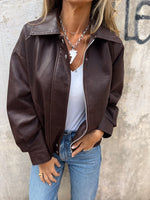 Retro Faux Leather Motorcycle Bomber Jacket