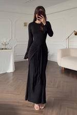Elegant Long-sleeved Waist-Know Maxi dress