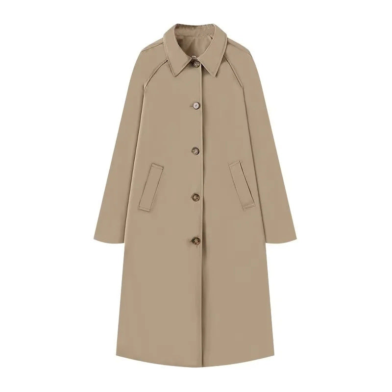 Chic Plaid lined Single-Breasted Longline trench coat