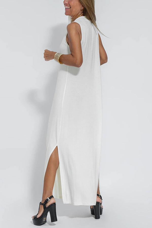 Casual Sleeveless Midi Dress and Long Cardigan Two-Piece Suit