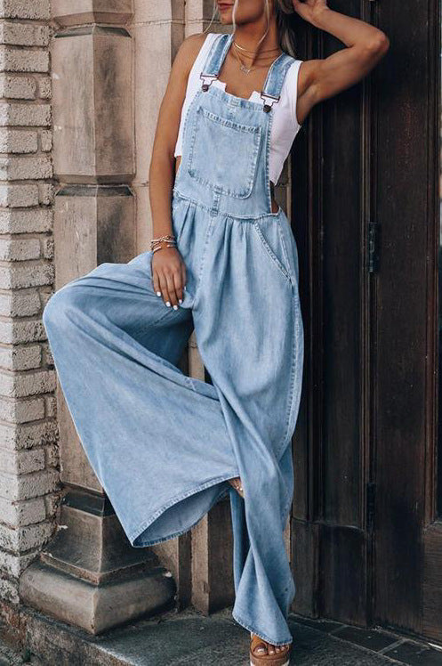 Blue Denim Wide leg Jumpsuits