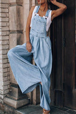 Blue Denim Wide leg Jumpsuits