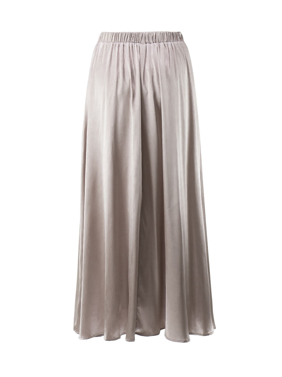 Sleek High-Waisted Satin Midi Skirt
