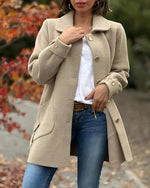 Peter Pan Collar Button-down Woolen Jacket