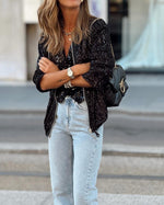 Sequined Zipper Placket Bomber Jacket