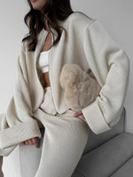 Ribbed Knit Zippered Jacket and Pants Two-Piece Suit