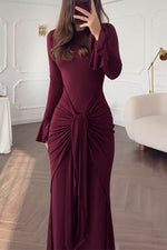 Elegant Long-sleeved Waist-Know Maxi dress