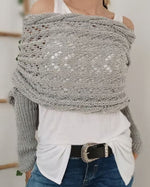 Hollow Knitted Shawl Sweater