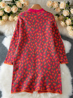 Hot Pink Leopard Print Long Cardigan Coat