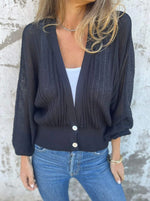 V-neck Ribbed Knit Cardigan Sweater